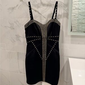 Studded Black Bodycon Dress - Women